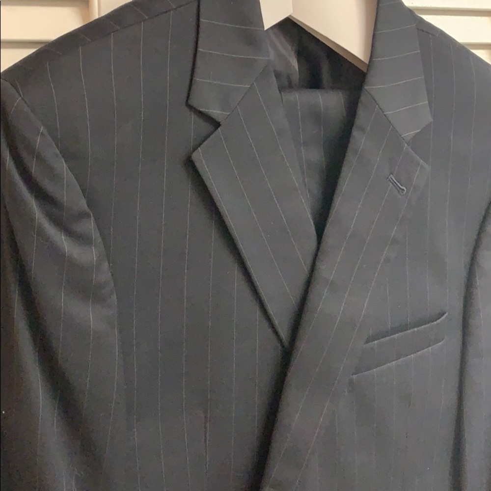 Men’s dark navy pinstripe suit